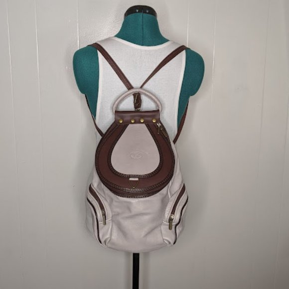 Small Convertible VA Made in Italy Gray Leather Backpack.
